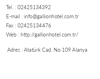 Gallion Hotel iletiim bilgileri